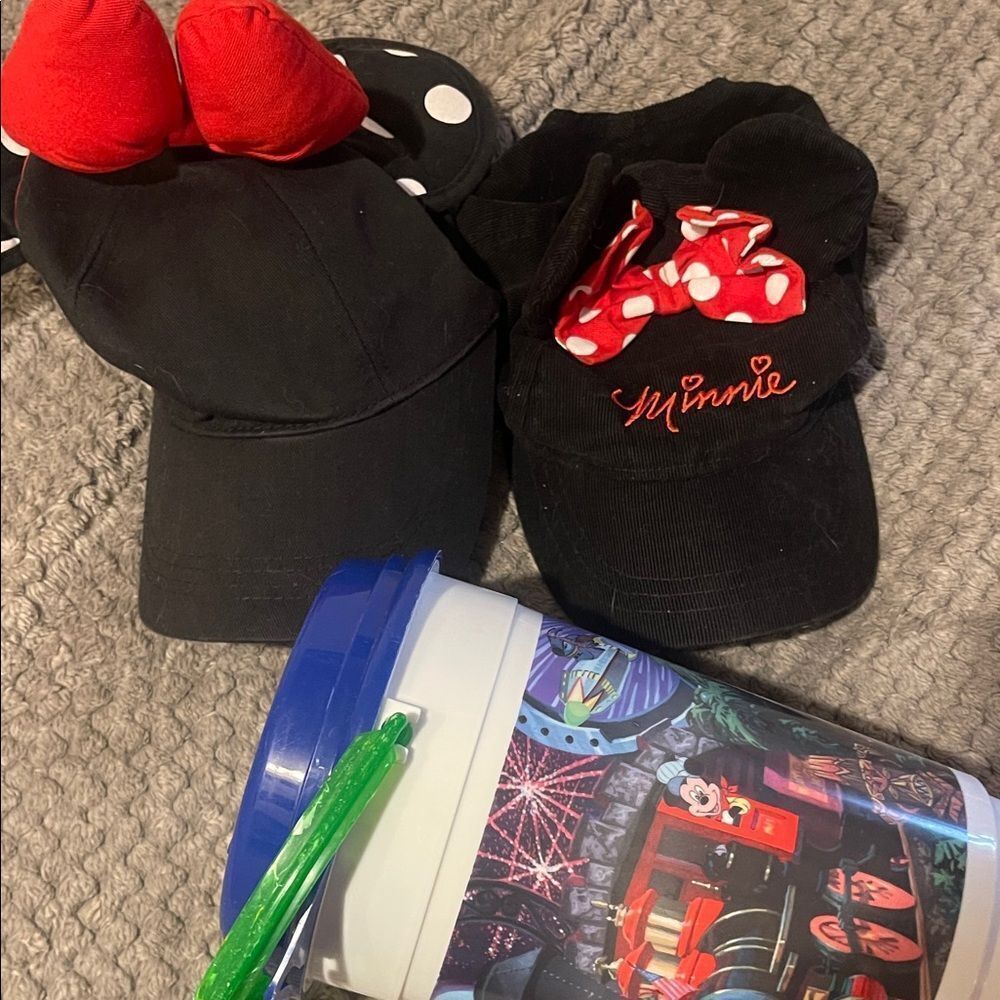 Disney, mini hat and popcorn bucket